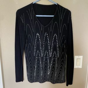 Black shirt with sequence on the front